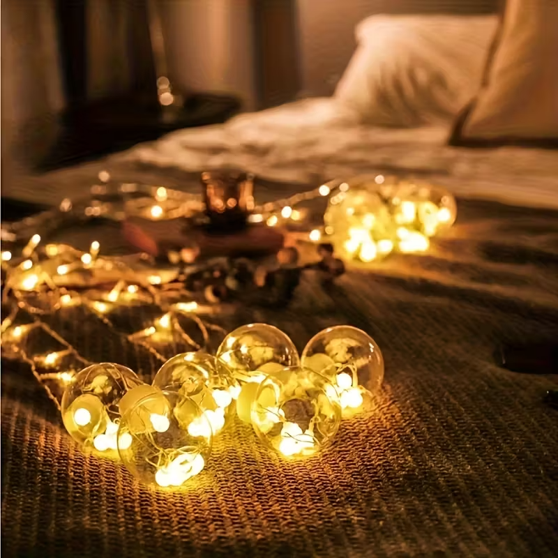 118.11 Inch Fairy Light String with 108 LED Bulbs - 12 Clear Spherical Lights