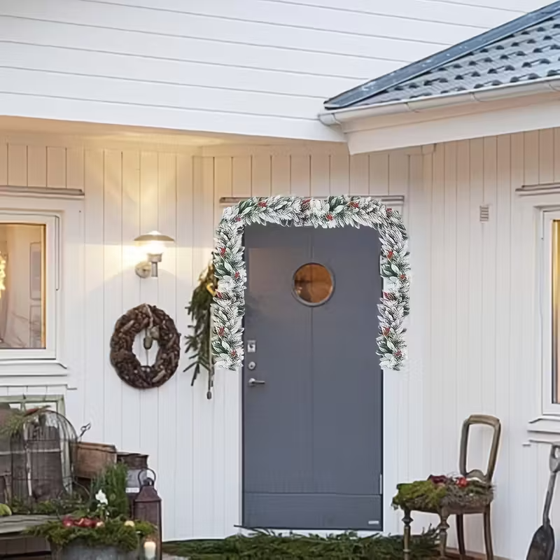 9-Foot Artificial Christmas Garland with Fake Pine Cones And Red Berries