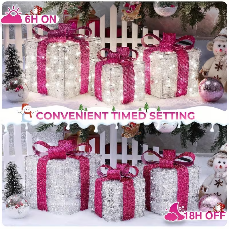 Christmas Decorations, Christmas Gift Boxes 140 LEDs Up Christmas Decor, 8 Modes