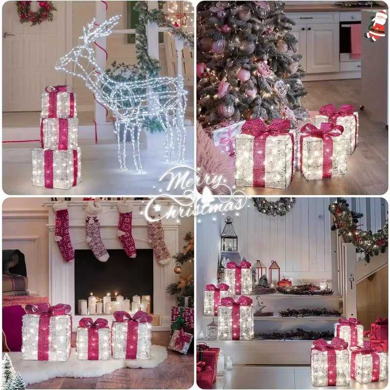 Christmas Decorations, Christmas Gift Boxes 140 LEDs Up Christmas Decor, 8 Modes